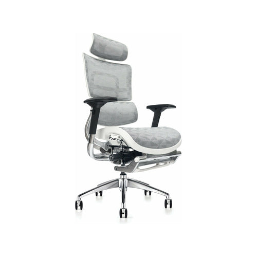 Hood Seating i29 Chair With Integrated Headrest & Leg Rest - White Kite Mesh - UK Ergonomics