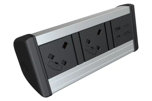 Harmony Desktop Power Module - 2 x power, 1 x twin USB Type A + Type C charger, 1m mains lead to 3-pole connector