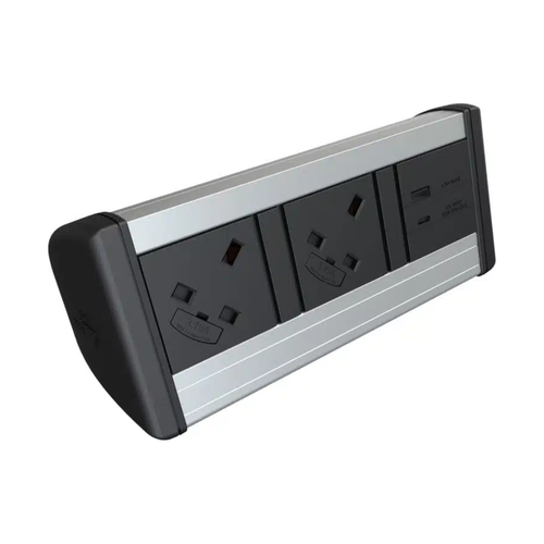 Harmony Desktop Power Module - 2 x power, 1 x twin USB Type A + Type C charger, 1m mains lead to 3-pole connector
