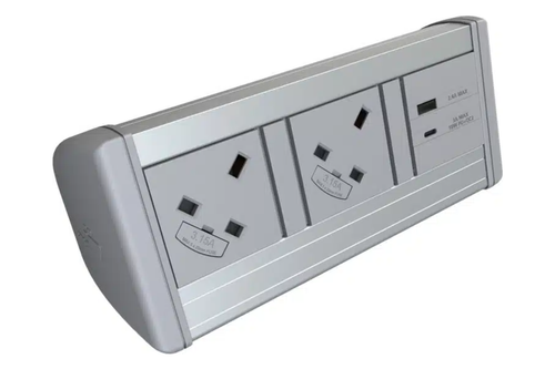 Harmony Desktop Power Module - 2 x power, 1 x twin USB Type A + Type C charger, 1m mains lead to 3-pole connector